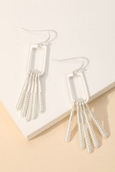 Metallic Bar Fringe Drop Earrings